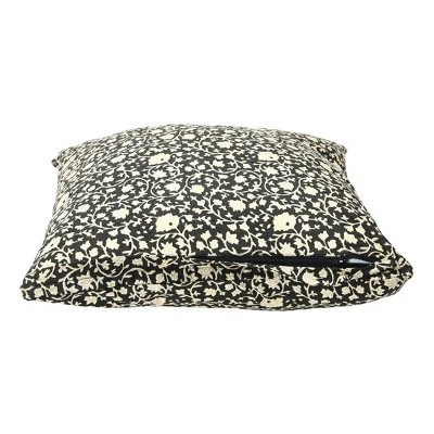Storied Home Vintage Inspired Floral Block Pattern Square Cotton Decorative Throw Pillow, Black & White 7 Storied Home Vintage Inspired Floral Block Pattern Square Cotton Decorative Throw Pillow, Black & White - Image 5