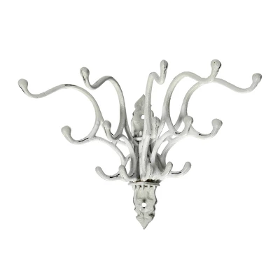 Storied Home Antique Decorative Cast Iron Multi Hook Wall Hanger: Swivel Hooks, Vertical Storage 6 Storied Home Antique Decorative Cast Iron Multi Hook Wall Hanger: Swivel Hooks, Vertical Storage - Image 4