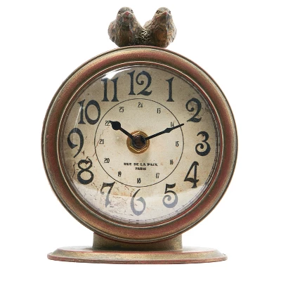 Storied Home Vintage Pewter Mantel Clock With Birds 5 Storied Home Vintage Pewter Mantel Clock With Birds - Image 3