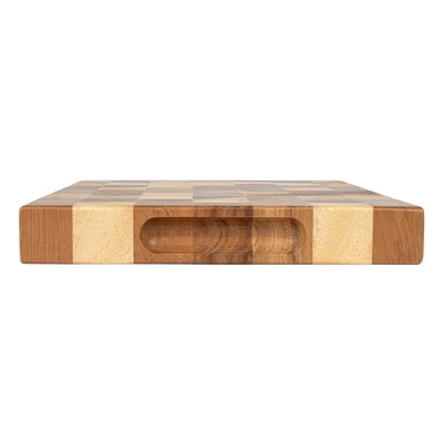 Storied Home Suar Wood End Grain Rectangle Cheese And Cutting Board, Natural 6 Storied Home Suar Wood End Grain Rectangle Cheese And Cutting Board, Natural - Image 4