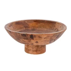 Storied Home Mango Wood Footed Bowl, Walnut Finish -Interio Store GUEST 2f24c58b ee92 4e82 ba21 5265276a8f43