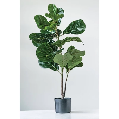 3' Artificial Faux Fiddle Fig Leaf Plant Tree In Pot - Storied Home 3 3' Artificial Faux Fiddle Fig Leaf Plant Tree In Pot - Storied Home