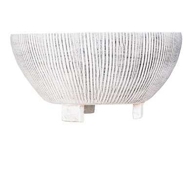 Storied Home Small Footed Terracotta Planter With Fluted Texture Distressed Cream: Indoor 4.5" Hand-Painted Vase 4 Storied Home Small Footed Terracotta Planter With Fluted Texture Distressed Cream: Indoor 4.5" Hand-Painted Vase - Image 2