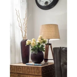 Mariner Tripod Style Wood Floor Lamp With Burlap Drum Shade Rust - Storied Home -Interio Store GUEST 32972b85 dfd0 40c1 a569 b7c7e5ababaf