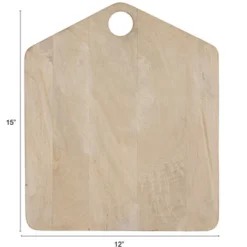 Storied Home Mango Wood Cheese/Cutting Board With Handle, Whitewashed