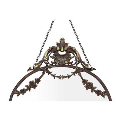 10.5" X 13.5" Antique Inspired Hanging Oval Mirror With Pewter Frame Rust Black- 3R Studios 8 10.5" X 13.5" Antique Inspired Hanging Oval Mirror With Pewter Frame Rust Black- 3R Studios - Image 6