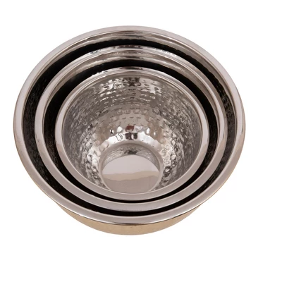 Storied Home Transitional Hammered Stainless Steel Bowls, Gold Finish, Set Of 3 Sizes 5 Storied Home Transitional Hammered Stainless Steel Bowls, Gold Finish, Set Of 3 Sizes - Image 3