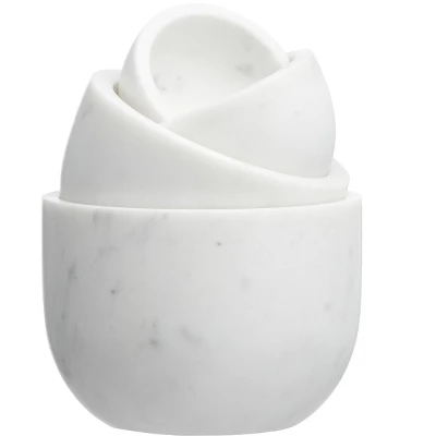 Storied Home White Marble Bowls (Set Of 4) 7 Storied Home White Marble Bowls (Set Of 4) - Image 5