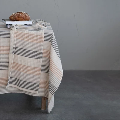 Storied Home Woven Cotton Double Cloth Yarn Dyed Tablecloth, Multicolor 3 Storied Home Woven Cotton Double Cloth Yarn Dyed Tablecloth, Multicolor