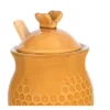Storied Home Yellow With Decorative Bees Stoneware Honey Jar With Lid & Wood Honey Dipper (Set Of 2 Pieces)