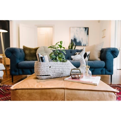Storied Home Bankuan Rope Whale Box: Nautical Storage Basket With Lid, Bangkuan Grass, Coastal Decor 3 Storied Home Bankuan Rope Whale Box: Nautical Storage Basket With Lid, Bangkuan Grass, Coastal Decor - Image 2