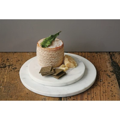 Storied Home Round Marble Charcuterie Or Cutting Board, White 4 Storied Home Round Marble Charcuterie Or Cutting Board, White - Image 2