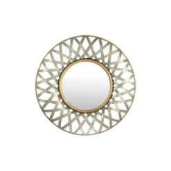 Round Metal Wall Mirror With Gold And Galvanized Finish - Storied Home -Interio Store GUEST 3d7f946c d6ca 4964 985b 7e62d008e28b