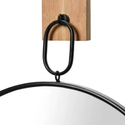 Round Metal Framed Wall Mirror With Wood/Metal Bracket Black - Storied Home -Interio Store GUEST 3e2e297d 250a 4c8a 8393 9af0f09a7db7