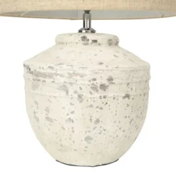 Storied Home Cement Table Lamp With Linen Shade, Distressed White -Interio Store GUEST 3ecada9e 3f8c 4aba 8f35 c9b69d5b5086
