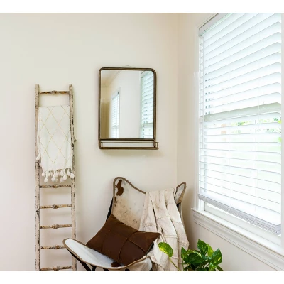 Metal Wall Mirror With Shelf Brass - Storied Home 4 Metal Wall Mirror With Shelf Brass - Storied Home - Image 2