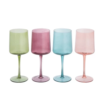 Storied Home Hand Blown Stemmed Wine Glasses, 14 Ounces, 4 Assorted Colors 9 Storied Home Hand Blown Stemmed Wine Glasses, 14 Ounces, 4 Assorted Colors - Image 7