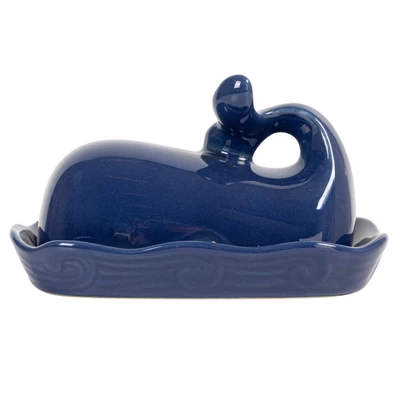 Storied Home Coastal Stoneware Whale Shaped Butter Dish 6 Storied Home Coastal Stoneware Whale Shaped Butter Dish - Image 4