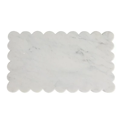 Storied Home Marble Cheese Board With Scalloped Edge, White 6 Storied Home Marble Cheese Board With Scalloped Edge, White - Image 4