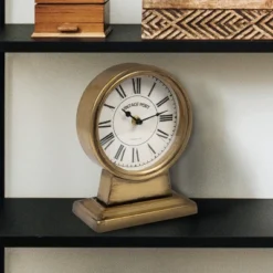Storied Home Vintage Metal Mantel Clock