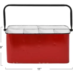 Storied Home Distressed Metal Storage Caddy With 6 Compartments And Handle