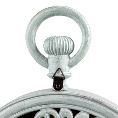 Storied Home Antique Reproduction Pewter Mantel Clock In Soft Blue Finish 6 Storied Home Antique Reproduction Pewter Mantel Clock In Soft Blue Finish - Image 4