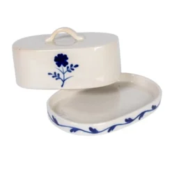 Storied Home Hand-Painted Stoneware Butter Dish With Flower, Blue And White 10 Storied Home Hand-Painted Stoneware Butter Dish With Flower, Blue And White -Interio Store GUEST 4745f7e6 b4b4 481b a8bd 9ea31ad23018