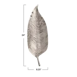 Storied Home Aluminum Leaf Shaped Tray, Silver Finish