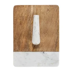 Storied Home Mango Wood And Marble Cheese And Cutting Board With Inlaid Marble Pestle, Natural And White -Interio Store GUEST 4ebe8c68 7d8a 4be7 9c71 e6618eee1eeb