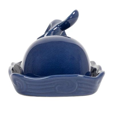 Storied Home Coastal Stoneware Whale Shaped Butter Dish 8 Storied Home Coastal Stoneware Whale Shaped Butter Dish - Image 6