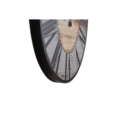 29" Oval Distressed Wood Wall Clock Gray - Storied Home 4 29" Oval Distressed Wood Wall Clock Gray - Storied Home - Image 2