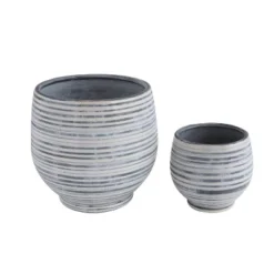 Stoneware Planter Gray And White Striped - Storied Home 7 Stoneware Planter Gray And White Striped - Storied Home -Interio Store GUEST 51542969 7886 4cc9 9a3d 675308d74373