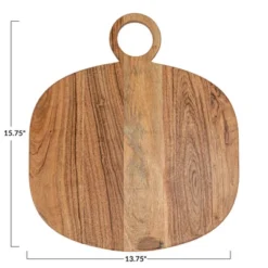 Storied Home Oval Acacia Wood Oval Cheese And Cutting Board With Handle, Natural