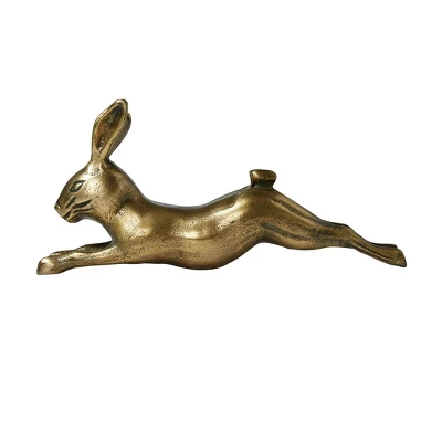 Storied Home Decorative Embossed Aluminum Rabbit, Antique Brass 6 Storied Home Decorative Embossed Aluminum Rabbit, Antique Brass - Image 4