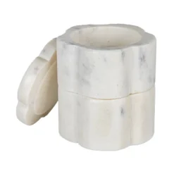 Storied Home Elegant Marble Pinch Pot With Lid, White -Interio Store GUEST 53347cca 8e23 49e0 8cfd 44ad1d2bb843
