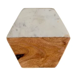 Storied Home Marble & Mango Wood Hexagon Coasters (Set Of 4 Pieces) -Interio Store GUEST 539a7cef ec15 4e33 8399 760dcd79fa9b