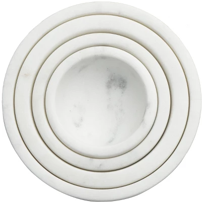 Storied Home White Marble Bowls (Set Of 4) 5 Storied Home White Marble Bowls (Set Of 4) - Image 3