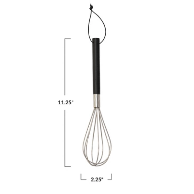 Storied Home Stainless Steel Whisk With Mango Wood Handle And Leather Tie, Black 3 Storied Home Stainless Steel Whisk With Mango Wood Handle And Leather Tie, Black