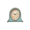 9.5" X 8.5" Metal Mantel Clock Aqua - Storied Home: Modern Analog Display, No Choking Hazard, Adult Use