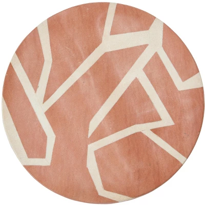 Storied Home 10" Round Sandstone Trivet, Terracotta/Off-White 7 Storied Home 10" Round Sandstone Trivet, Terracotta/Off-White - Image 5