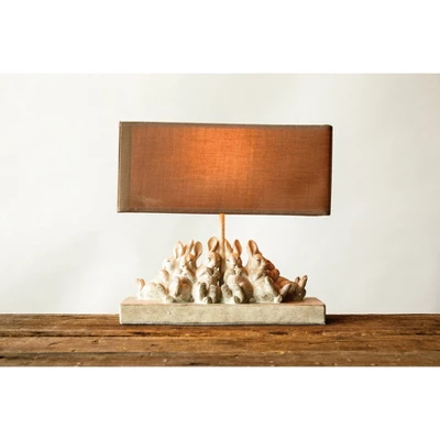 Storied Home Resin Rabbit Table Lamp With Rectangle Linen Shade, White And Sand 4 Storied Home Resin Rabbit Table Lamp With Rectangle Linen Shade, White And Sand - Image 2