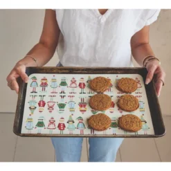 Storied Home Silicone Non-Slip Baking Mat With Santa's Elves, Multicolor