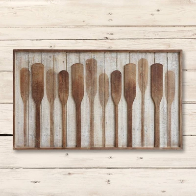 47.2" X 28" Wood Framed Raised Paddles Wall Canvas Art - 3R Studios 5 47.2" X 28" Wood Framed Raised Paddles Wall Canvas Art - 3R Studios - Image 3
