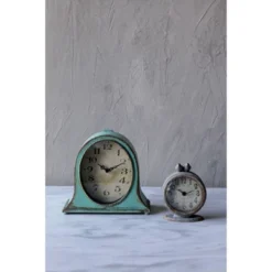 9.5" X 8.5" Metal Mantel Clock Aqua - Storied Home: Modern Analog Display, No Choking Hazard, Adult Use -Interio Store GUEST 5d1c4702 e50d 40b4 a632 99e4020e375b