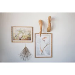 Cockatoo Wood Faux Bamboo Framed Glass Wall Decor - 3R Studios