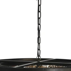 Metal Chandelier With Draped Wood Beads Light Beige - Storied Home -Interio Store GUEST 605cba00 c26f 4fe8 be22 6e6a27764b4a