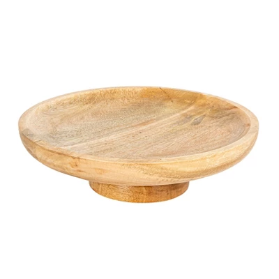 Storied Home Round Natural Mango Wood Footed Bowl Cake Stand 8 Storied Home Round Natural Mango Wood Footed Bowl Cake Stand - Image 6