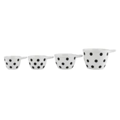 Storied Home Ceramic Measuring Cups With Polka Dots, Set Of 4 Sizes, Black And White -Interio Store GUEST 6195d635 0e1e 49be b3aa 70a60279f9bf