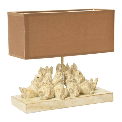 Storied Home Resin Rabbit Table Lamp With Rectangle Linen Shade, White And Sand 8 Storied Home Resin Rabbit Table Lamp With Rectangle Linen Shade, White And Sand - Image 6