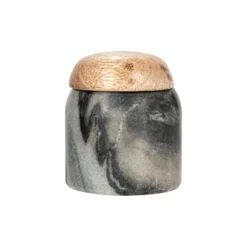 Storied Home Marble And Mango Wood Pinch Pot With Lid, Grey And Natural -Interio Store GUEST 6330ccea 18c7 45e2 9ff3 a4d1657e7b84